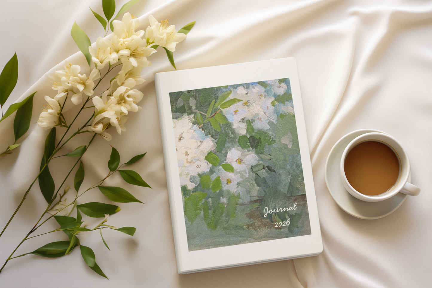 White Roses Journal | Softcover Notebook, 2026 Floral Cover